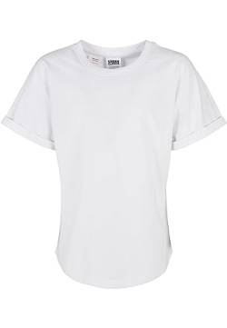 Urban Classics Jungen Boys Long Shaped Turnup Tee T-Shirt, White, 122/128 von Urban Classics