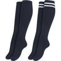 Urban Classics Kniestrümpfe - Ladies College Socks 2-Pack - EU35-38 bis EU39-42 - für Damen - Größe EU 35-38 - navy von Urban Classics