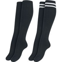 Urban Classics Kniestrümpfe - Ladies College Socks 2-Pack - EU35-38 bis EU39-42 - für Damen - Größe EU 35-38 - schwarz von Urban Classics