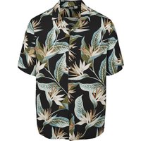 Urban Classics Kurzarmhemd - Blossoms Resort Shirt - S bis XXL - für Männer - Größe S - schwarz/grün von Urban Classics