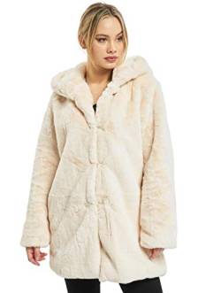 Urban Classics Ladies Hooded Teddy Coat aus Fake Kaninchenfell, Damen Mantel mit Kapuze und Seitentaschen, offwhite, 4XL von Urban Classics