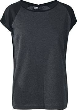 Urban Classics Ladies T-Shirt Contrast Raglan Tee, lässiges Raglan T-Shirt für Frauen, Regular Fit, charcoal/black, S von Urban Classics