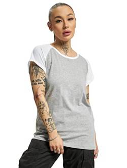 Urban Classics Ladies T-Shirt Contrast Raglan Tee, lässiges Raglan T-Shirt für Frauen, Regular Fit, grey/white, M von Urban Classics