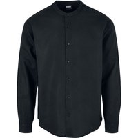 Urban Classics Langarmhemd - Cotton Linen Stand Up Collar Shirt - S bis XXL - für Männer - Größe XXL - schwarz von Urban Classics