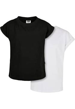 Urban Classics Mädchen UCK2983A-Girls Organic Extended Shoulder Tee 2-Pack T-Shirt, Black/White, 110/116 von Urban Classics