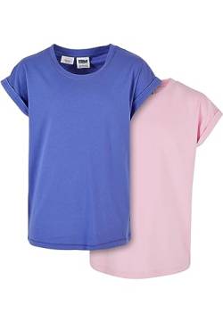 Urban Classics Mädchen UCK2983A-Girls Organic Extended Shoulder Tee 2-Pack T-Shirt, purpleday/girlypink, 122/128 von Urban Classics