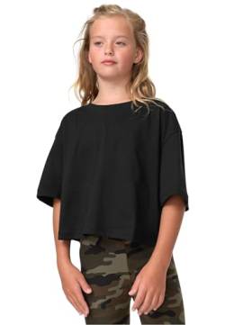 Urban Classics Mädchen T-Shirt Girls Short Kimono Tee, Oversized Crop T-Shirt für Mädchen, black, 134/140 von Urban Classics