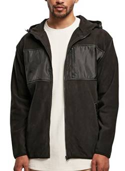 Urban Classics Men's Hooded Micro Fleece Jacket Jacke, Black, L von Urban Classics
