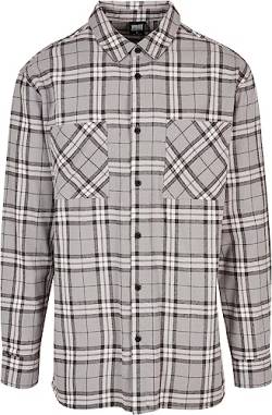 Urban Classics Men's Long Oversized Check Shirt, Grey/Black, L von Urban Classics