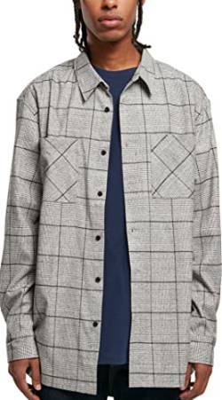 Urban Classics Men's Long Oversized Checked Greyish Shirt, Grey/Black, M von Urban Classics