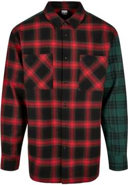 Urban Classics Men's Oversized Mix Check Shirt Hemd, Black/red/Green, 3XL von Urban Classics