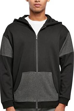 Urban Classics Men's Oversized Patch Zip Hoody Sweatshirt, Black/Charcoal, L von Urban Classics