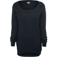 Urban Classics Strickpullover - Ladies Long Wideneck Sweater - XS bis XL - für Damen - Größe L - schwarz von Urban Classics