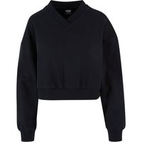 Urban Classics Sweatshirt - Ladies Cropped V-Neck - XS bis L - für Damen - Größe M - schwarz von Urban Classics