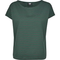 Urban Classics T-Shirt - Ladies Yarn Dyed Baby Stripe Tee - XS bis 5XL - für Damen - Größe XS - grün/schwarz von Urban Classics