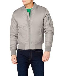 Urban Classics TB861 Herren Jacke - Basic Bomber Jacket, Bomberjacke mit aufgesetzter Tasche und Zipper am Arm, Grau (h.grey 138), Gr. Small von Urban Classics