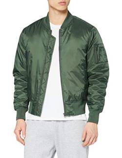 Urban Classics TB861 Herren Jacke - Basic Bomber Jacket, Bomberjacke mit aufgesetzter Tasche und Zipper am Arm, Grün (olive 176), Gr. Medium von Urban Classics