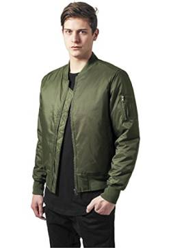 Urban Classics TB861 Herren Jacke - Basic Bomber Jacket, Bomberjacke mit aufgesetzter Tasche und Zipper am Arm, Grün (olive 176), Gr. Small von Urban Classics