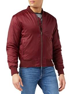 Urban Classics TB861 Herren Jacke - Basic Bomber Jacket, Bomberjacke mit aufgesetzter Tasche und Zipper am Arm, Rot (Burgund 606)., Gr. X-Large von Urban Classics