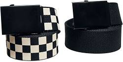 Urban Classics Unisex TB5139-Check and Solid Canvas Belt 2-Pack Gürtel, Black/Offwhite, S/M von Urban Classics