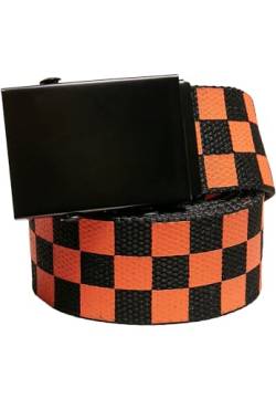 Urban Classics Unisex Check and Solid Canvas Belt 2-Pack Gürtel, Black/orange, L/XL von Urban Classics