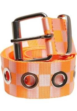 Urban Classics Unisex Checker Belt with Eyelets Gürtel, Neonorange/White, L/XL von Urban Classics