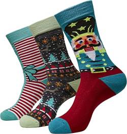 Urban Classics Unisex TB3746-Christmas Nutcracker 3-Pack Socken, Multicolor, 47-50 von Urban Classics