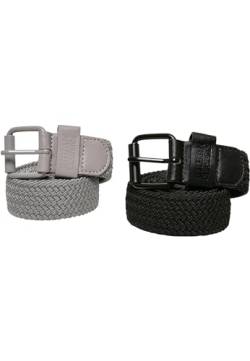 Urban Classics Unisex Elastic Belt Set Gürtel, Grau (Blk/Gry 00029), L/XL (2er Pack) von Urban Classics