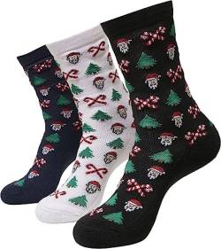 Urban Classics Unisex TB4645-Grumpy Santa Christmas 3-Pack Socken, Black/Navy/White, 39-42 von Urban Classics