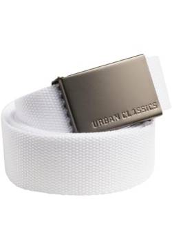 Urban Classics Unisex Gürtel Canvas Belt, One Size verstellbare Unisex Canvasgürtel, Metallschließe mit Logo-Prägung, white, one size von Urban Classics