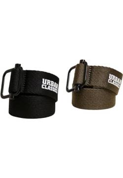 Urban Classics Unisex Industrial Canvas Belt 2-Pack Gürtel, Black/Olive, L/XL von Urban Classics
