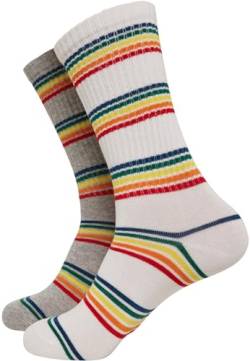 Urban Classics Unisex TB3395-Rainbow Stripes 2-Pack Socken, Grey/White, 35-38 von Urban Classics