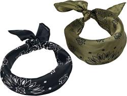 Urban Classics Unisex Satijnen 2-pack Bandana, Blk/Olive, Einheitsgröße EU von Urban Classics