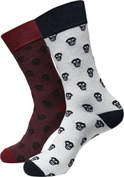 Urban Classics Unisex Skull Allover 2-Pack Socken, Burgundy/White, 35-38 von Urban Classics