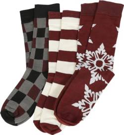 Urban Classics Unisex Socken Christmas Snowflakes Socks 3-Pack burgundy 47-50 von Urban Classics