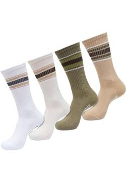 Urban Classics Unisex Socken Layering Stripe Socks 4-Pack white/whitesand/tiniolive/unionbeige 39-42 von Urban Classics