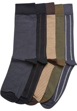 Urban Classics Unisex Socken Stripes and Dots Socks 5-Pack black/darkshadow/summerolive/unionbeige 43-46 von Urban Classics