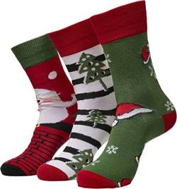 Urban Classics Unisex TB4648-Stripe Santa Christmas 3-Pack Socken, Multicolor, 39-42 von Urban Classics