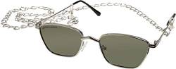 Urban Classics Unisex Sunglasses Kalymnos with Chain Sonnenbrille, Silver/Green, one Size von Urban Classics