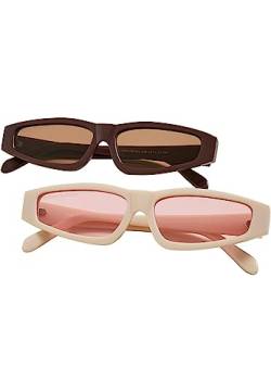 Urban Classics Unisex Sunglasses Lefkada 2-Pack Sonnenbrille, Brown/Brown & Offwhite/pink, one Size (2er Pack) von Urban Classics