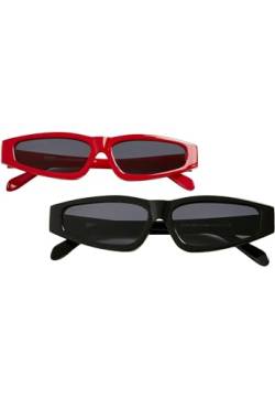 Urban Classics Unisex Sunglasses Lefkada 2-pack Sonnenbrille, Black/Black & Red/Black, Einheitsgröße EU von Urban Classics