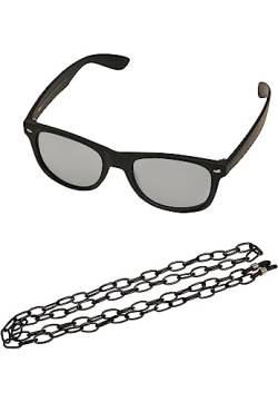 Urban Classics Unisex Sunglasses Likoma Mirror with Chain Sonnenbrille, Black/Silver, one Size von Urban Classics