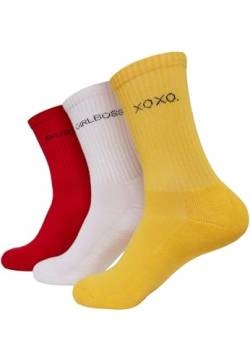 Urban Classics Unisex Wording 3-Pack Socken, Yellow/red/White, 43-46 von Urban Classics