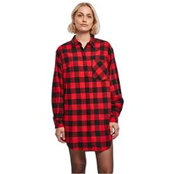 Urban Classics Women's Ladies Oversized Check Flannel Shirt Casual Dress, Black/red, M von Urban Classics