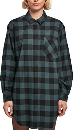 Urban Classics Women's Ladies Oversized Check Flannel Shirt Casual Dress, Jasper/Black, XS von Urban Classics