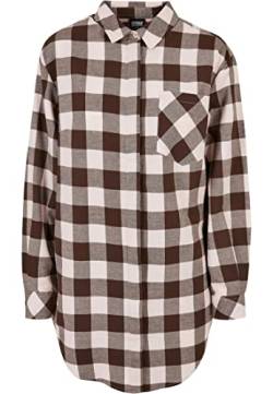 Urban Classics Women's Ladies Oversized Check Flannel Shirt Casual Dress, pink/Brown, M von Urban Classics