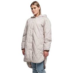 Urban Classics Women's TB5074-Ladies Oversized Diamond Quilted Hooded Coat Mantel, warmgrey, XS von Urban Classics