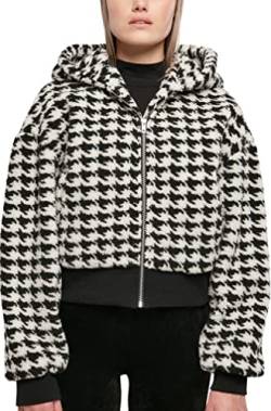 Urban Classics Women's Ladies Short Oversized AOP Sherpa Jacket Jacke, blackhoundstooth, S von Urban Classics
