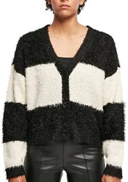 Urban Classics Women's Ladies Short Oversized Feather Cardigan Sweater, Black/whitesand, XS von Urban Classics