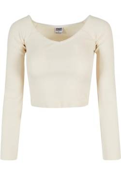 Urban Classics Women's TB5416-Ladies Short Rib Wide V-Neck Longsleeve T-Shirt, whitesand, M von Urban Classics